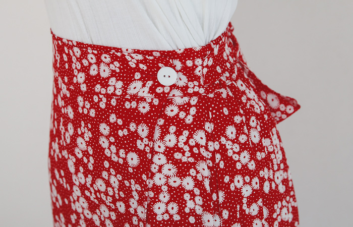 迷你 花纹 绸带裹身 长裙