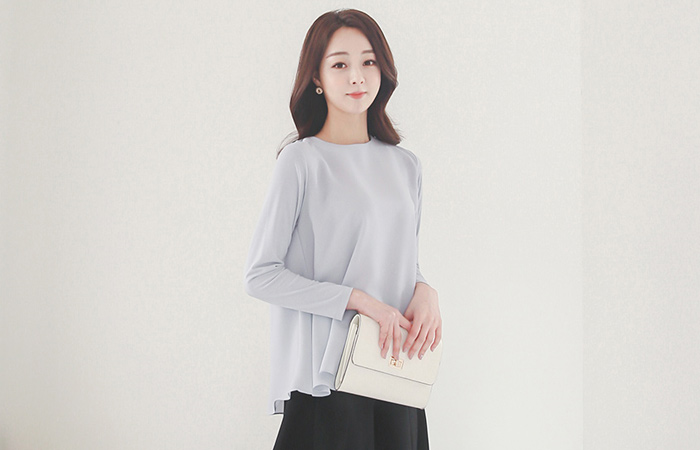 自然波组/喇叭裙衬衫上衣