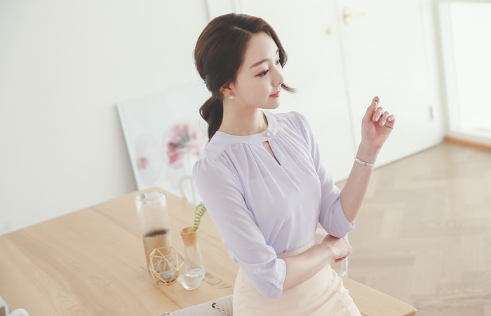 珍珠颈领约克郡环女衬衫