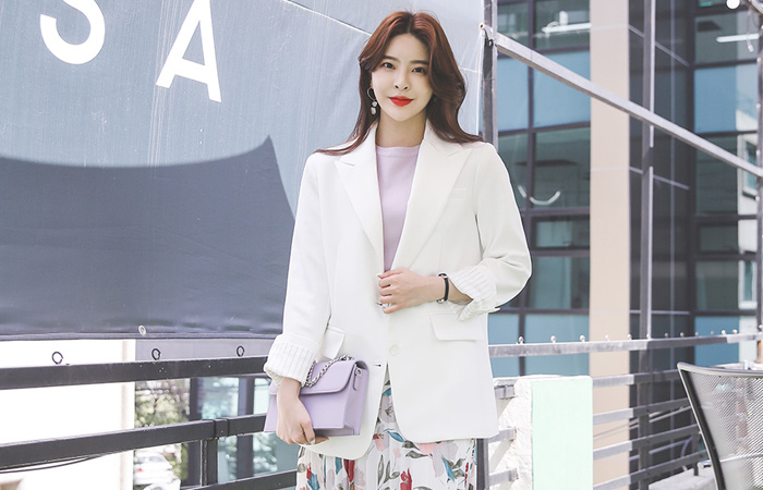 基本 开叉线条 宽松 尖角 夹克