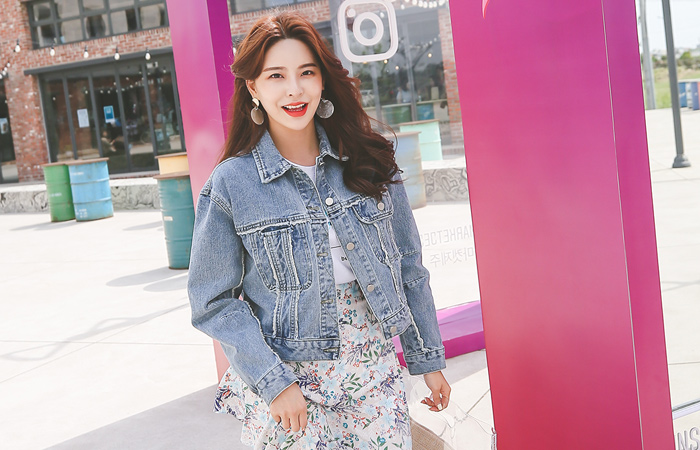 裁剪 流苏 独特 牛仔色 夹克