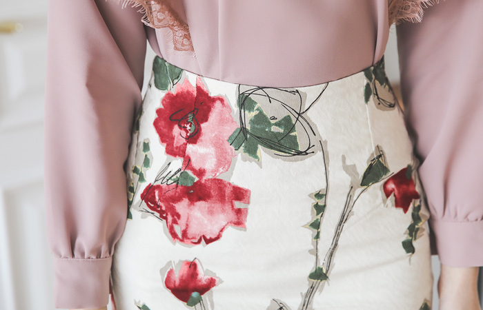 素描提花棉弹力裙子