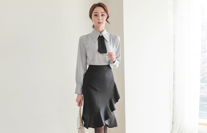 不规则 荷叶边线条 郁金香 裙子