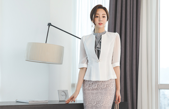 奢华裙 黄金曲线 扣子 透视 袖子 夹克