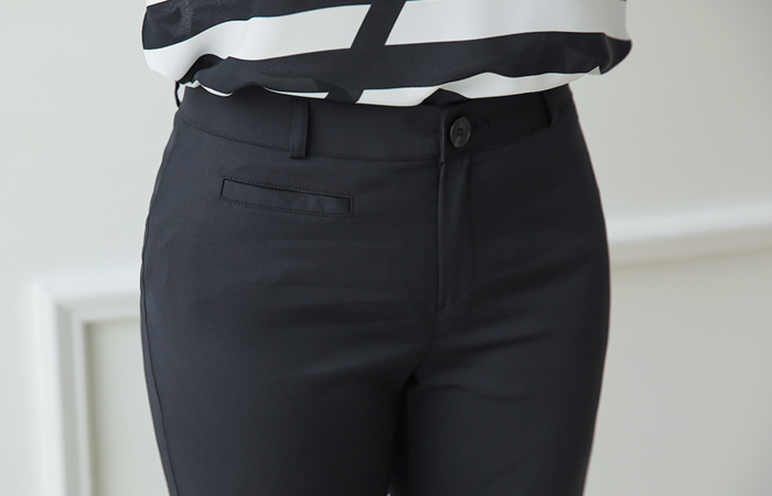 冷唇口袋直宽松长裤