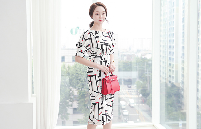 Color Stick MIDI亚麻连衣裙