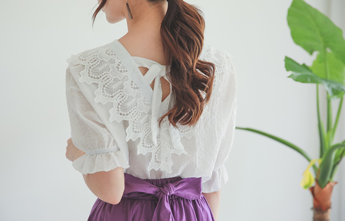 Loco蕾丝棉女衬衫