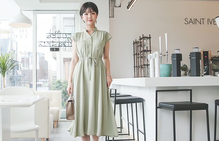 约克郡环立领衬衫连衣裙