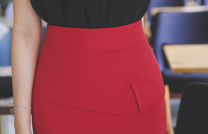 三个 荷叶边 H字型 弹力 裙子