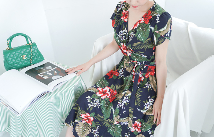 植物麻麻ラップレーア连衣裙
