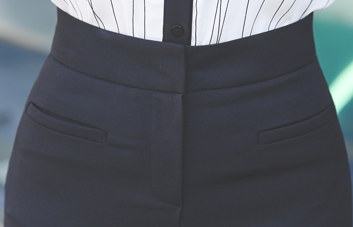 人造 口袋 宽松 弹力 宽松长裤