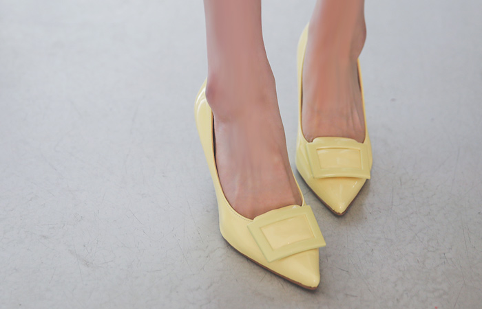 [模特穿36次]古典 漆皮 方形 细高跟