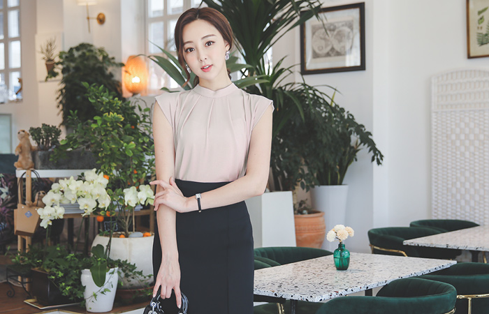 法式 袖子 半高领 罩衫 Ⅱ