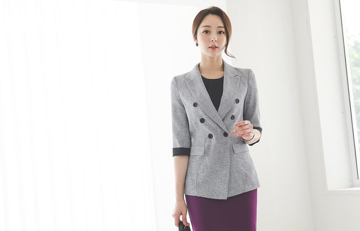 凉爽 质地 衣袖配色 双排扣 夹克