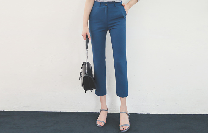 凉爽 缝线 口袋 后侧松紧带 弹力 宽松长裤