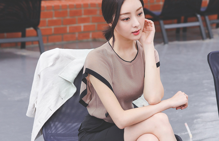 配色 衬里 飞袖 针织衫