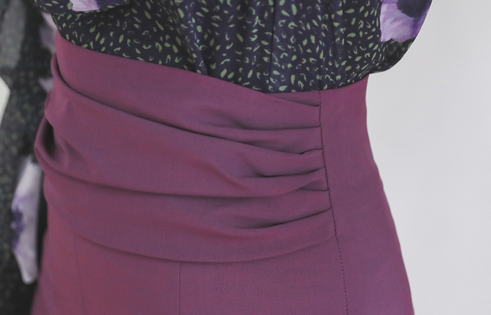 华丽 褶皱 开衩 弹力 裙子