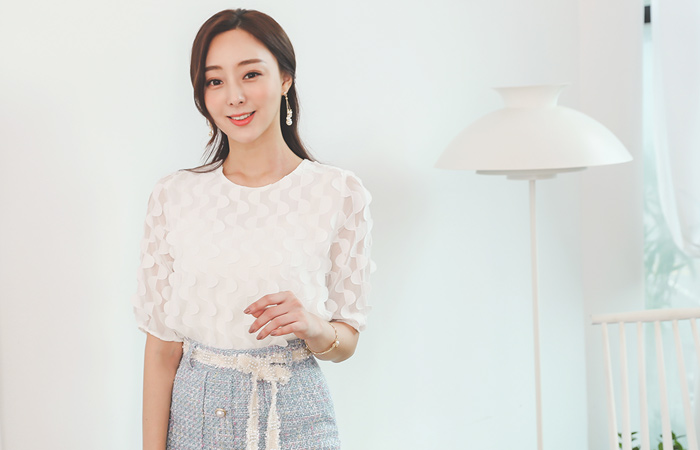 浪漫 半月形 雪纺 罩衫