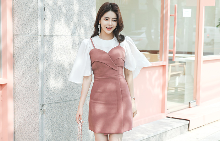 郁金香 吊带 迷你 连衣裙