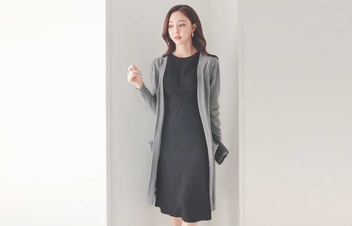 日常 柔丝 罗纹布 敞开式 开衫