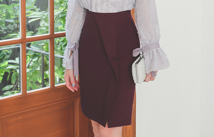 二重 不对称斜线 H字型 弹力 裙子