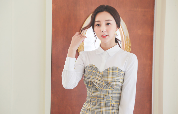 衬衫 分层 格伦 格子 连衣裙