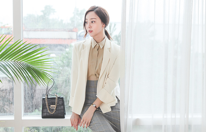 暗扣 卷边 修身 摩登 夹克