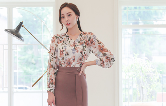 荷叶边线条 花纹 印染 珍珠 罩衫