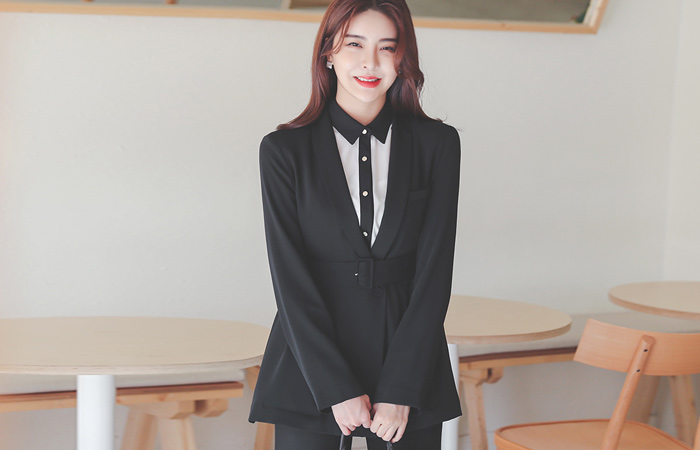 摩登 束带 披巾领 夹克