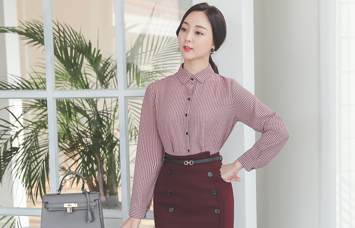 单 犬牙格子花纹 格子 图案 罩衫