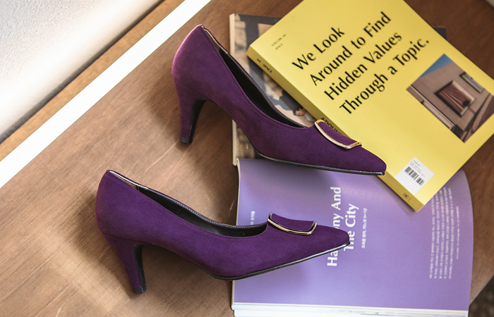 冬季 翻毛皮 金圈 尖头高跟鞋