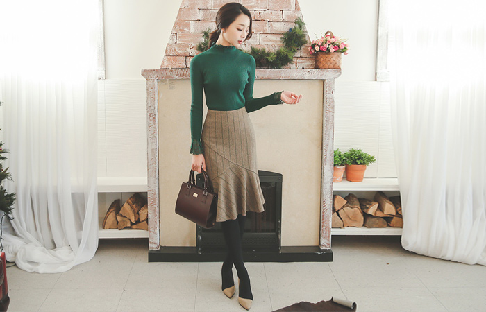 人字形切口美人鱼裙子