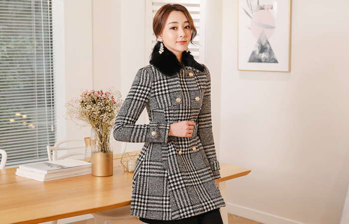真正的兔子Percara Glen Check Sojitsuko大衣