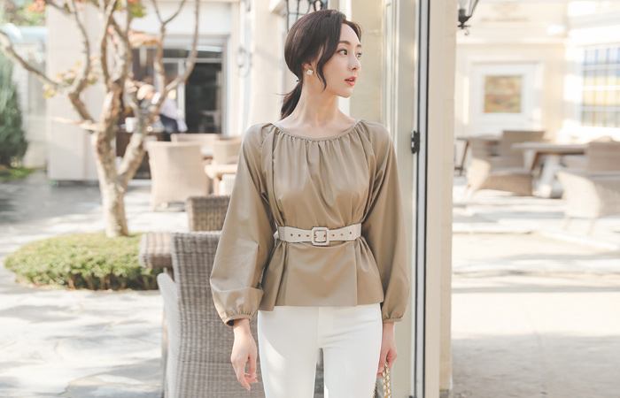 炫酷 人造皮夹 圆领 罩衫