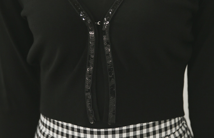 闪耀花边无钮女短上衣开衫