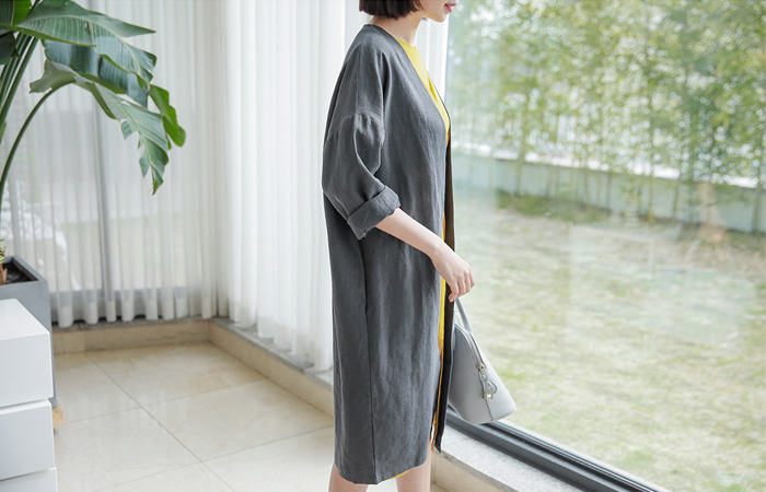 Neutral Rouge亚麻长外套