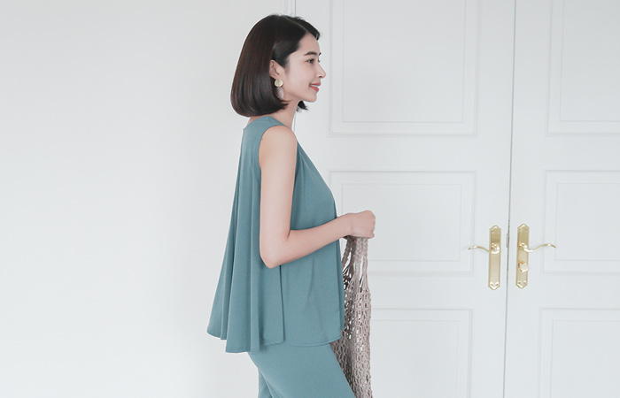 쿨져지 喇叭 抹胸&裤子 SET