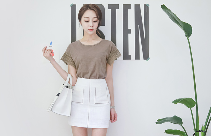 Taping蕾丝Slab短袖T恤