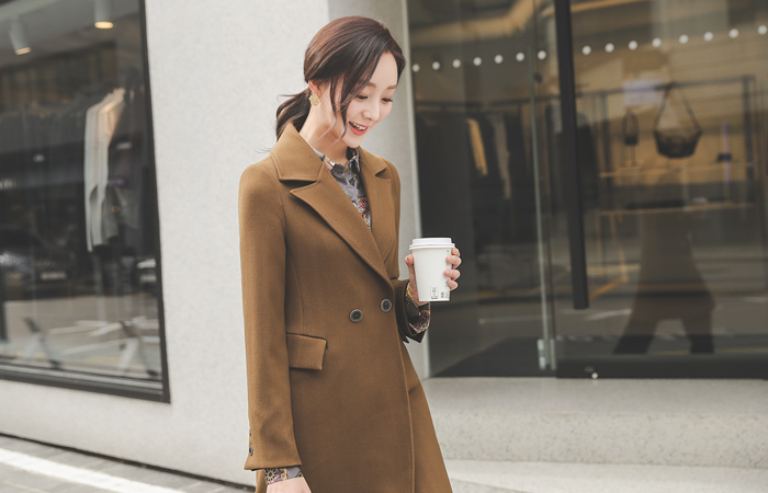 休闲风格 条纹 配色 双 大衣