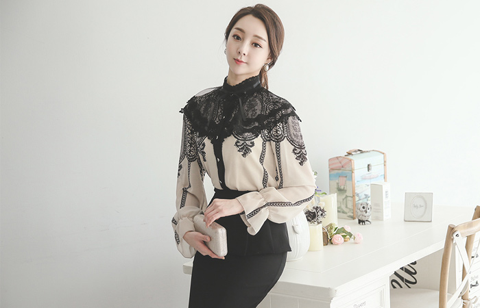 古董蕾丝披肩女衬衫