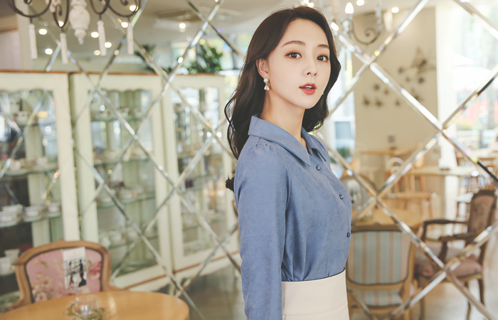 翻毛皮 亚麻材质 敞开式 领子 罩衫