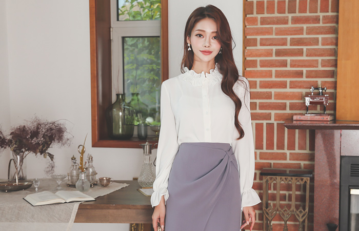 华丽 荷叶边线条 浪漫 罩衫