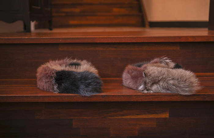 사가폭스 毛皮草 配色 奢华裙 围巾