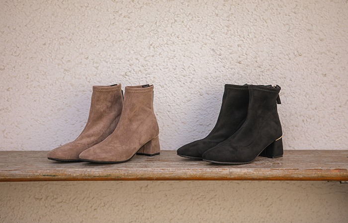 金条装饰 弹力 中跟 脚踝 靴子