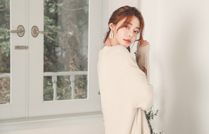 柔丝 羊毛混纺 线缝口袋 长款开衫