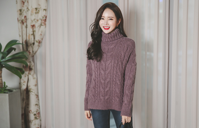 Modiswi电缆teodeulnek针织衫