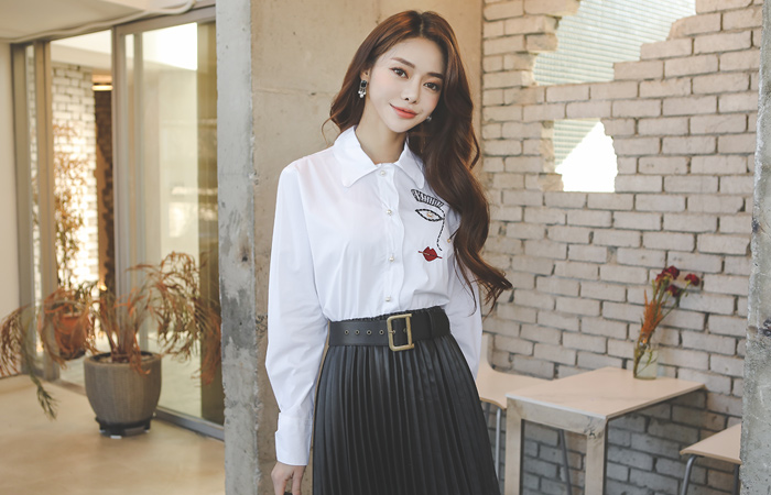 珠串点缀 波浪卷 衬衫 罩衫 Ⅱ