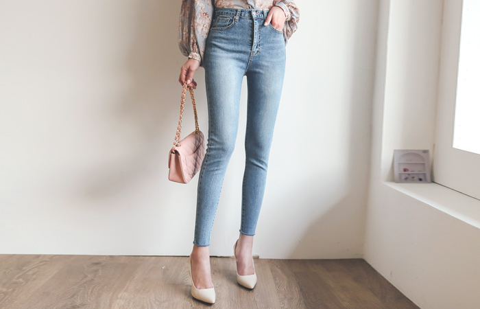 自然 水洗 简单裁剪 紧身裤 牛仔裤