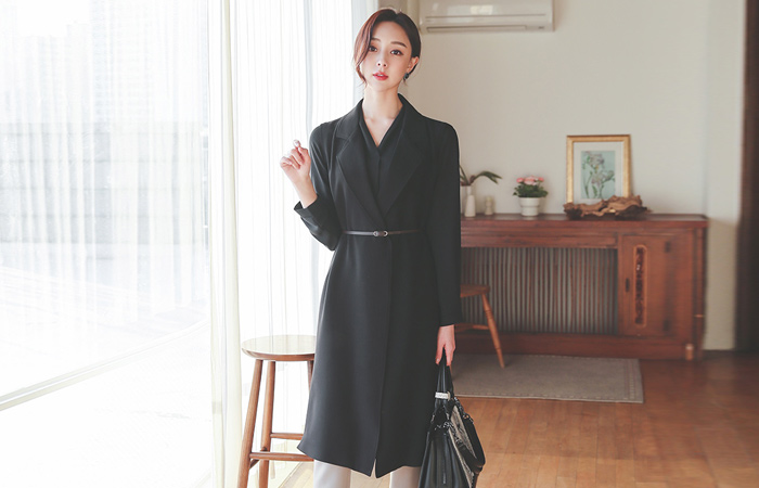 摩登 侧纽 开衩 长款 马甲