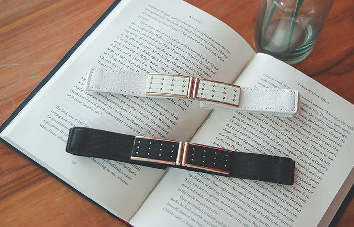 Gold 柳钉装饰 牛皮 松紧带 腰带